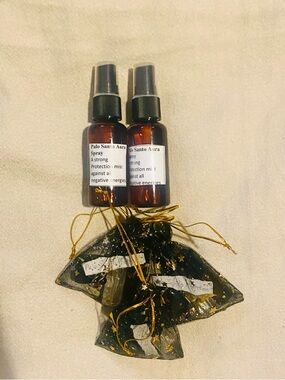 Palo Santo Mini Spiritual Bags|Aura Sprays|Oil|Crystal|Keychain|Handmade